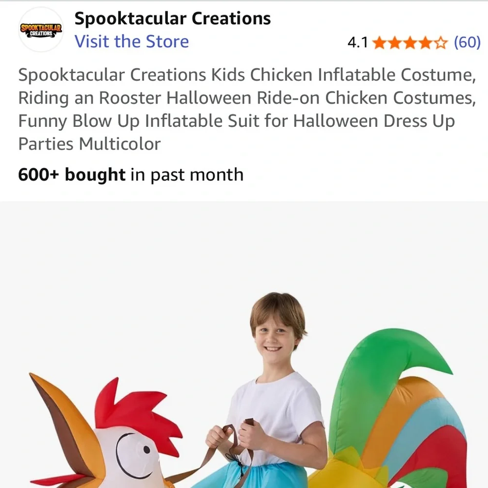 Spooktacular Creations Kids Chicken Inflatable Costume - Picture 2 of 4